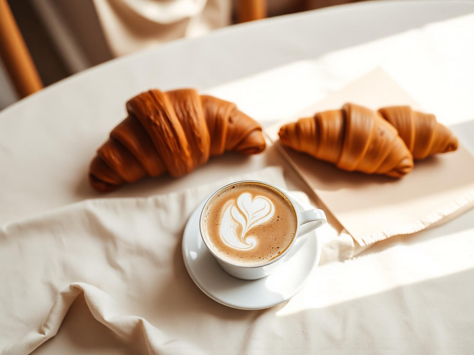 Cappuccino con croissants en MOCCA